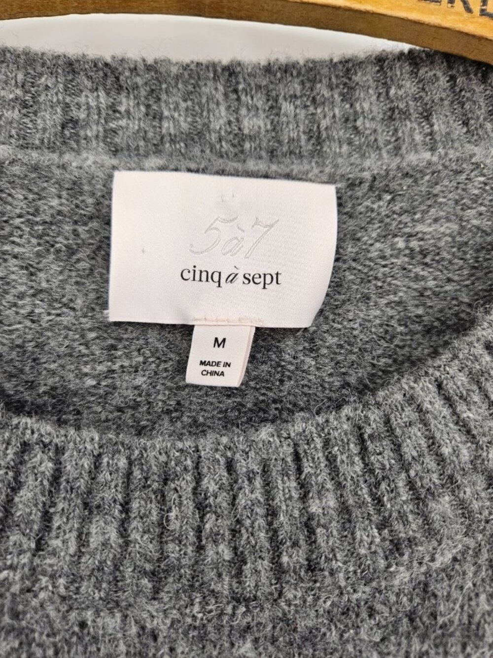 Cinq a Sept Carlota Wool Blend Layered Sweater Womens M Grey White - Picture 3 of 6